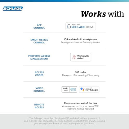 Schlage Encode Smart WiFi Deadbolt Door Lock with Touchscreen