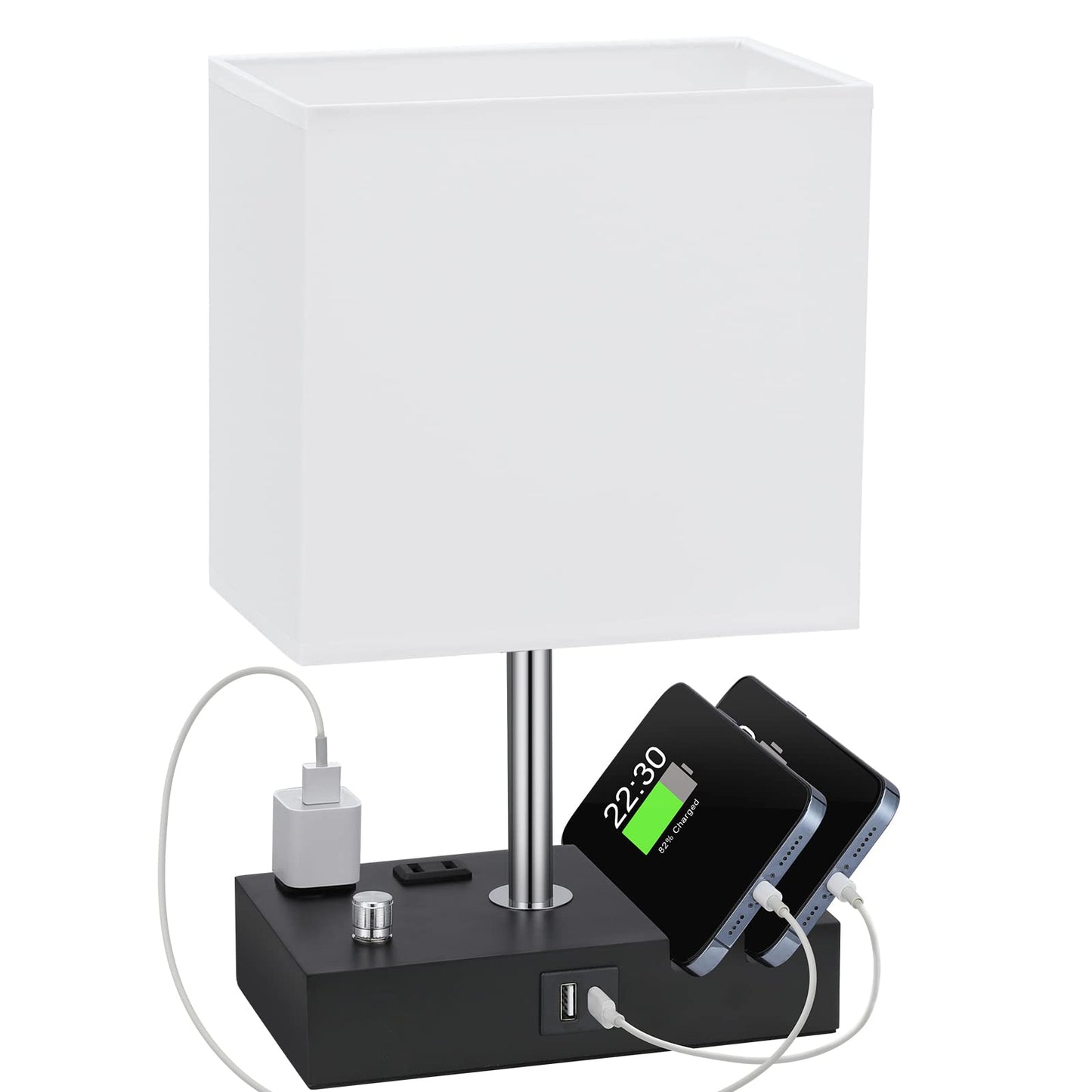 Kakanuo Fully Dimmable Bedside Lamp for Bedroom with USB C Ports