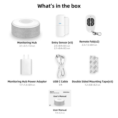 Tolviviov WiFi Smart Home Security Alarm System Kit – 8 Piece