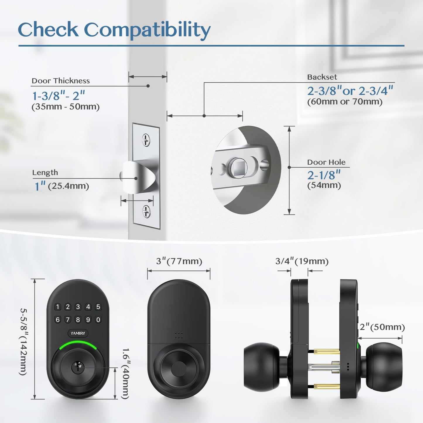 Yamiry Keyless Entry Smart Door Knob Lock with Keypad