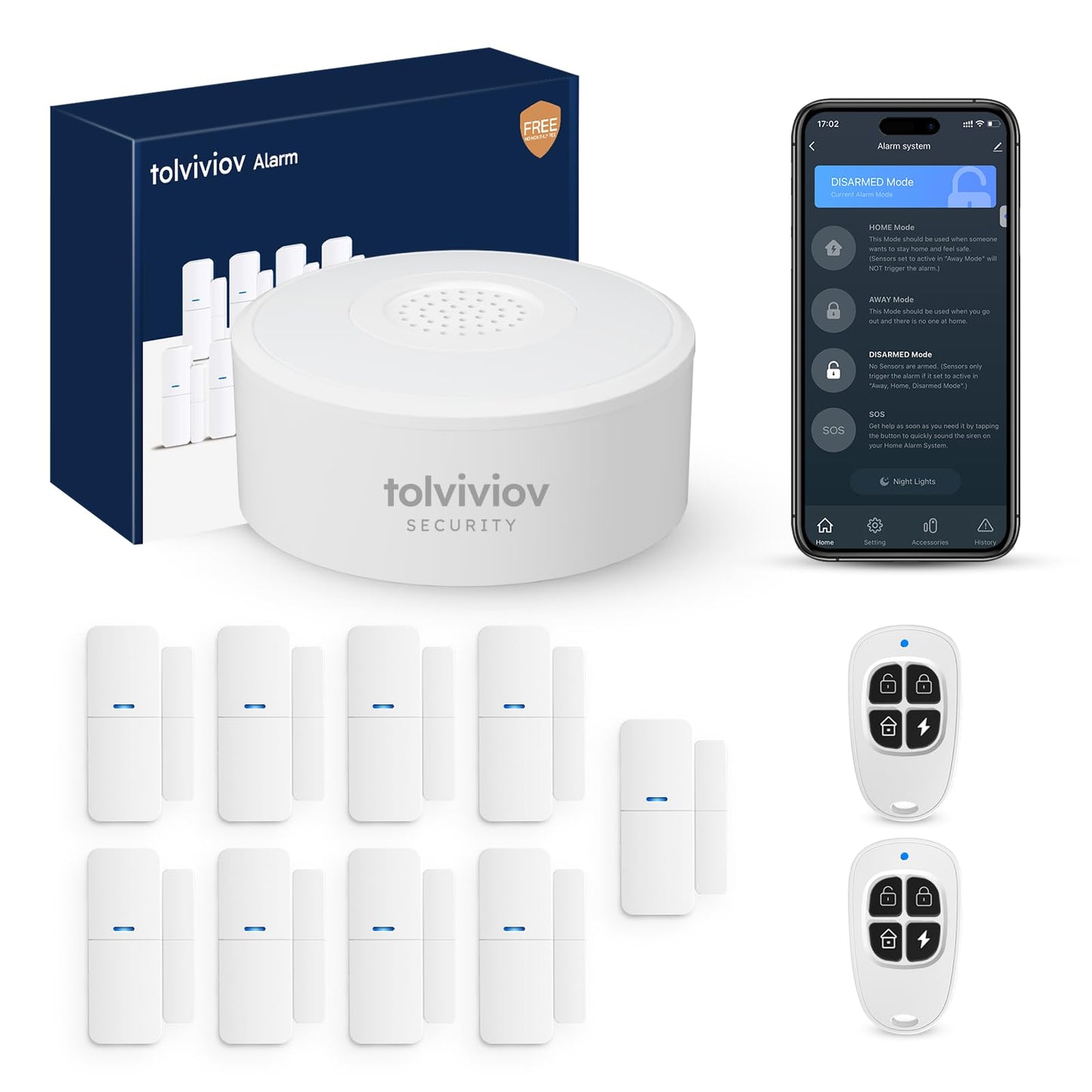 Tolviviov WiFi Smart Home Security Alarm System Kit – 8 Piece
