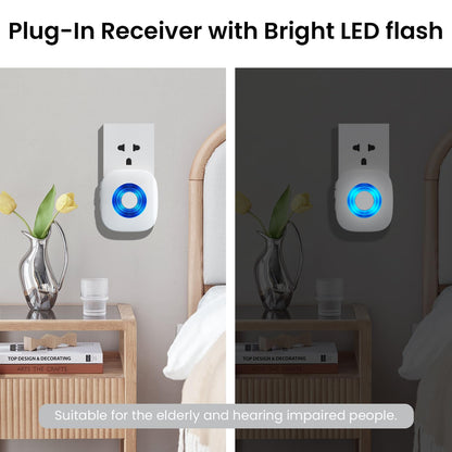 PHYSEN Wireless Doorbell Chime Kit with LED Flash – 2 Button 4 Receiver