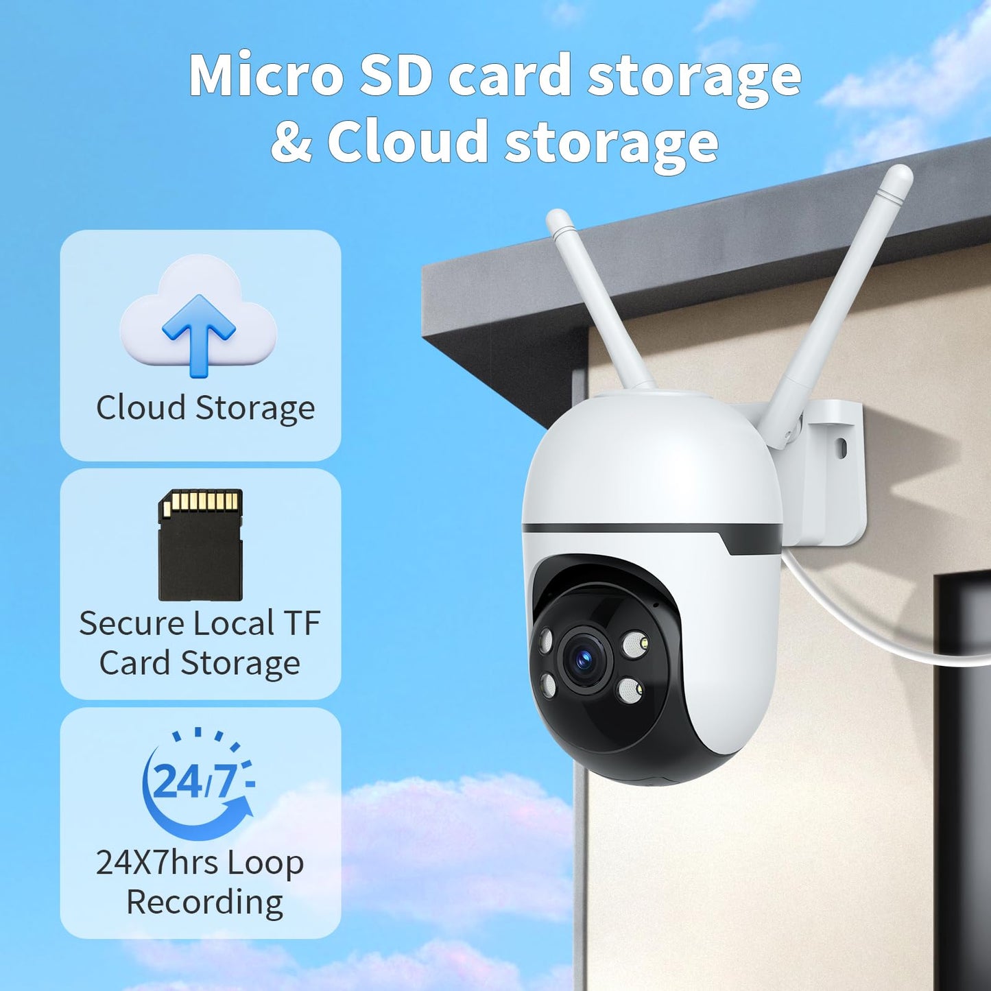 4MP Solar Wireless Outdoor Security Camera System with PTZ – 4 Pack