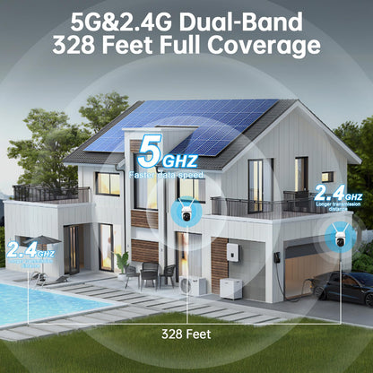 4MP Solar Wireless Outdoor Security Camera System with PTZ – 4 Pack