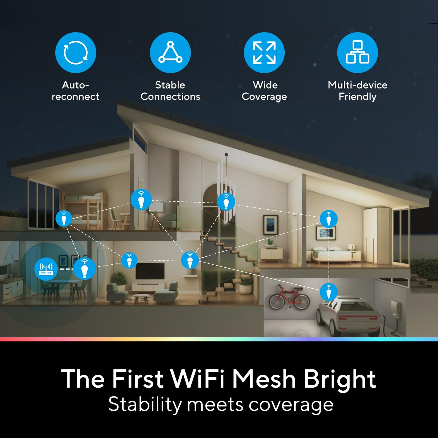 U-tec Smart RGB WiFi LED Light Bulbs with Alexa – A19 2 Pack