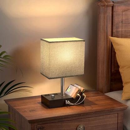 Kakanuo Fully Dimmable Bedside Lamp for Bedroom with USB C Ports