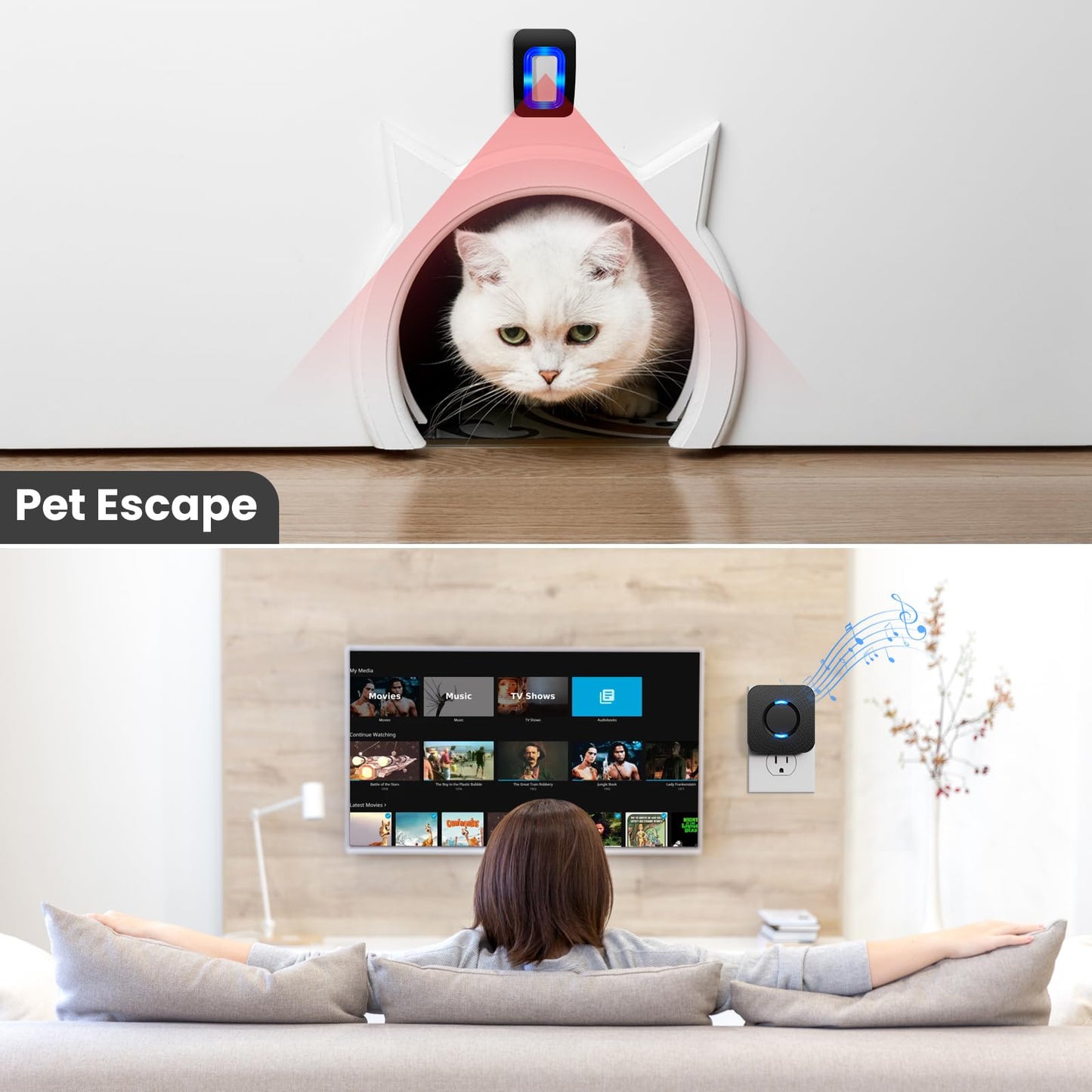 Wireless Motion Sensor Alarm System with LED Alert & Chime