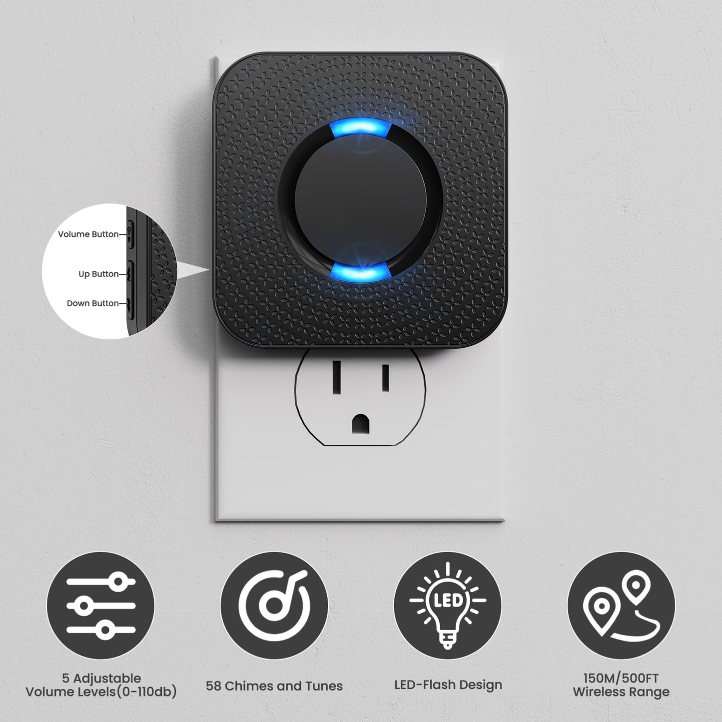 Wireless Motion Sensor Alarm System with LED Alert & Chime