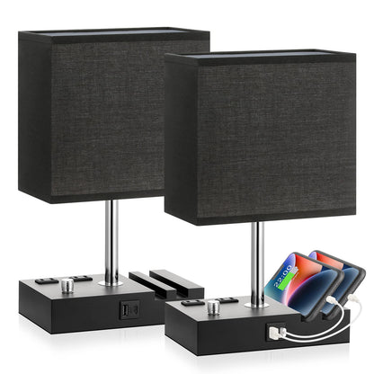 Kakanuo Fully Dimmable Bedside Lamp for Bedroom with USB C Ports