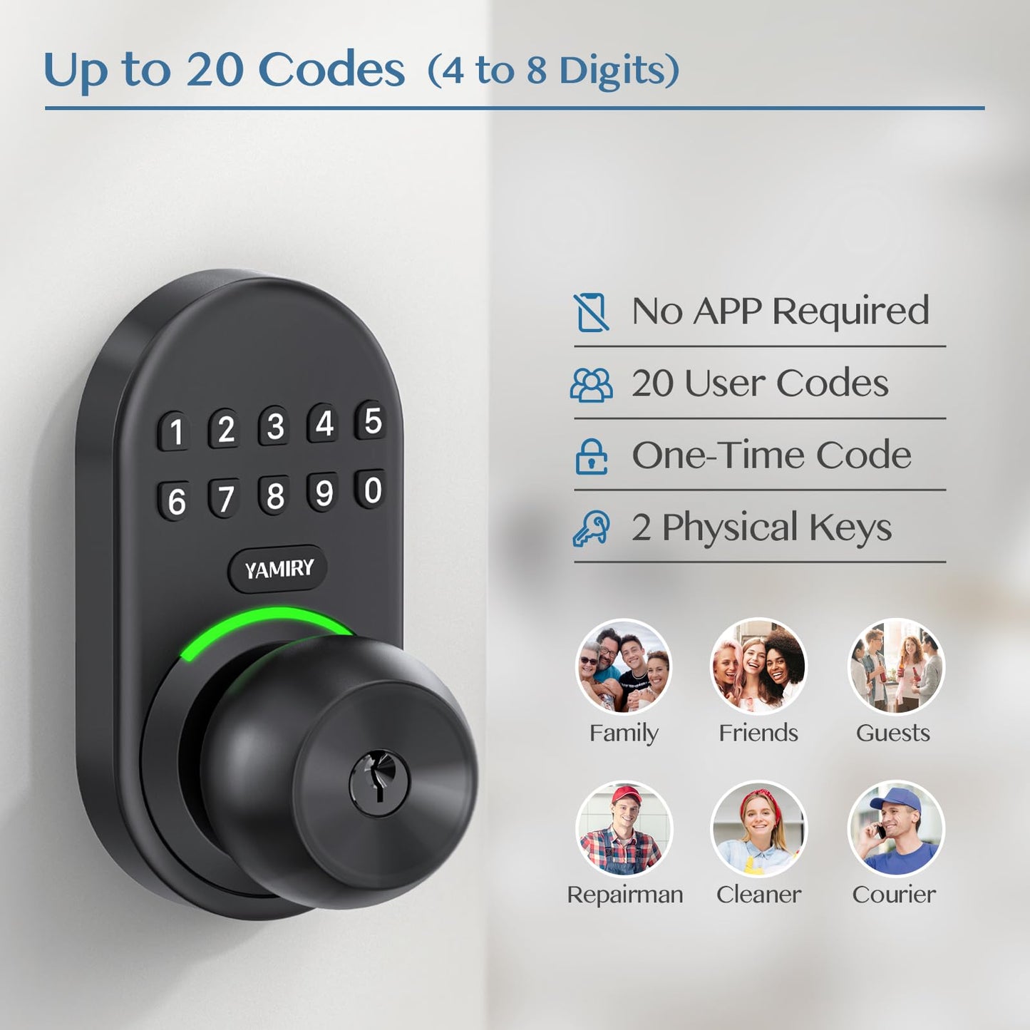 Yamiry Keyless Entry Smart Door Knob Lock with Keypad