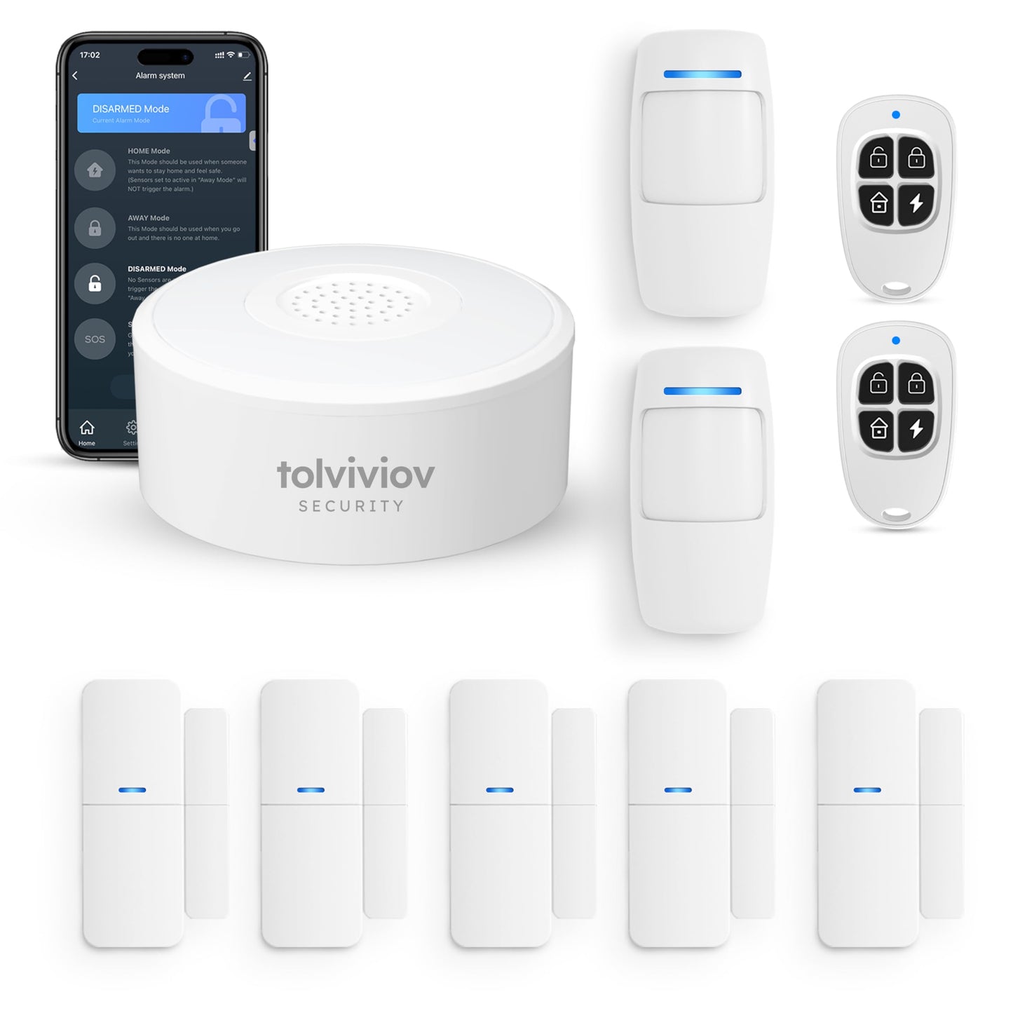 Tolviviov WiFi Smart Home Security Alarm System Kit – 8 Piece