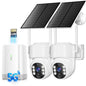 4MP Solar Wireless Outdoor Security Camera System with PTZ – 4 Pack