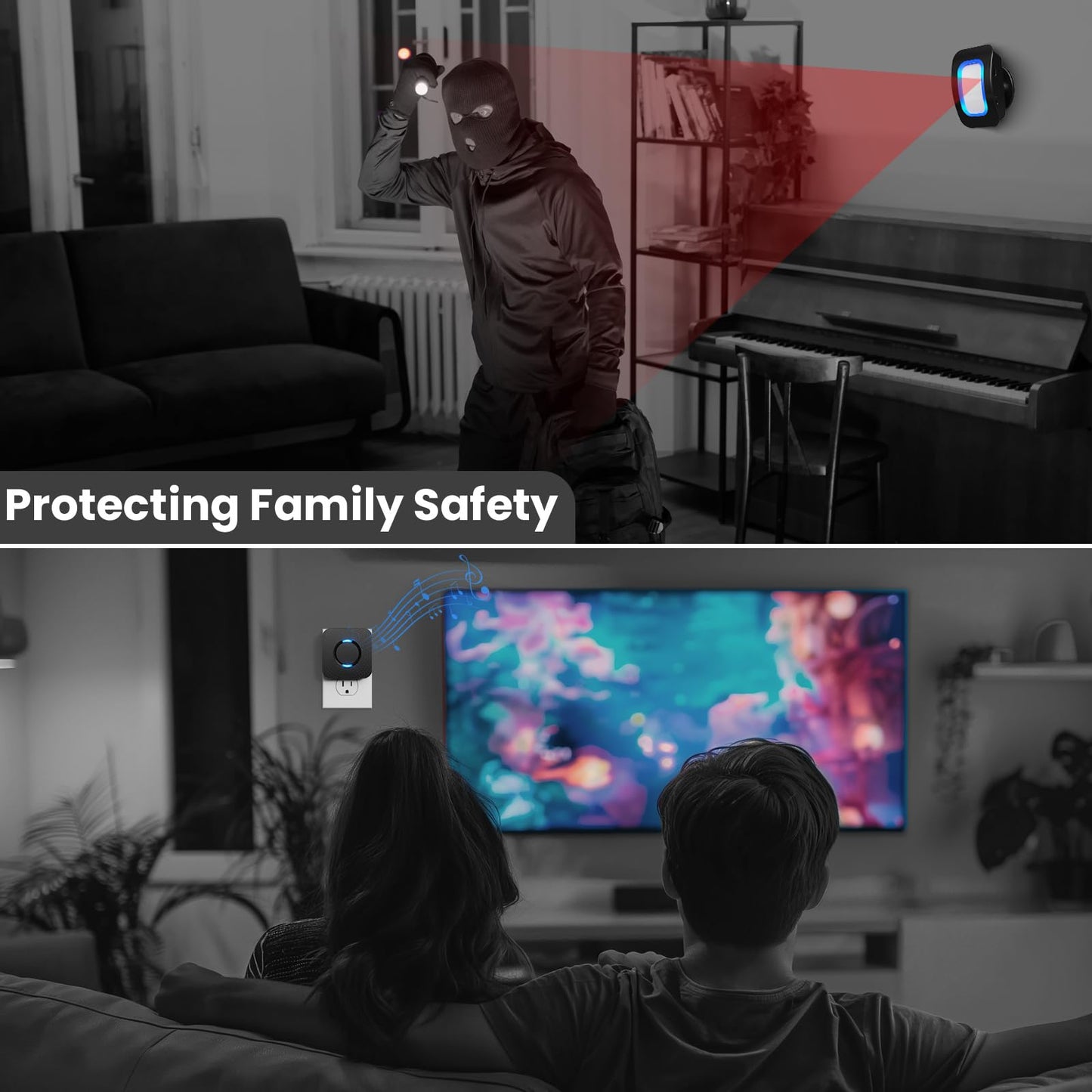 Wireless Motion Sensor Alarm System with LED Alert & Chime