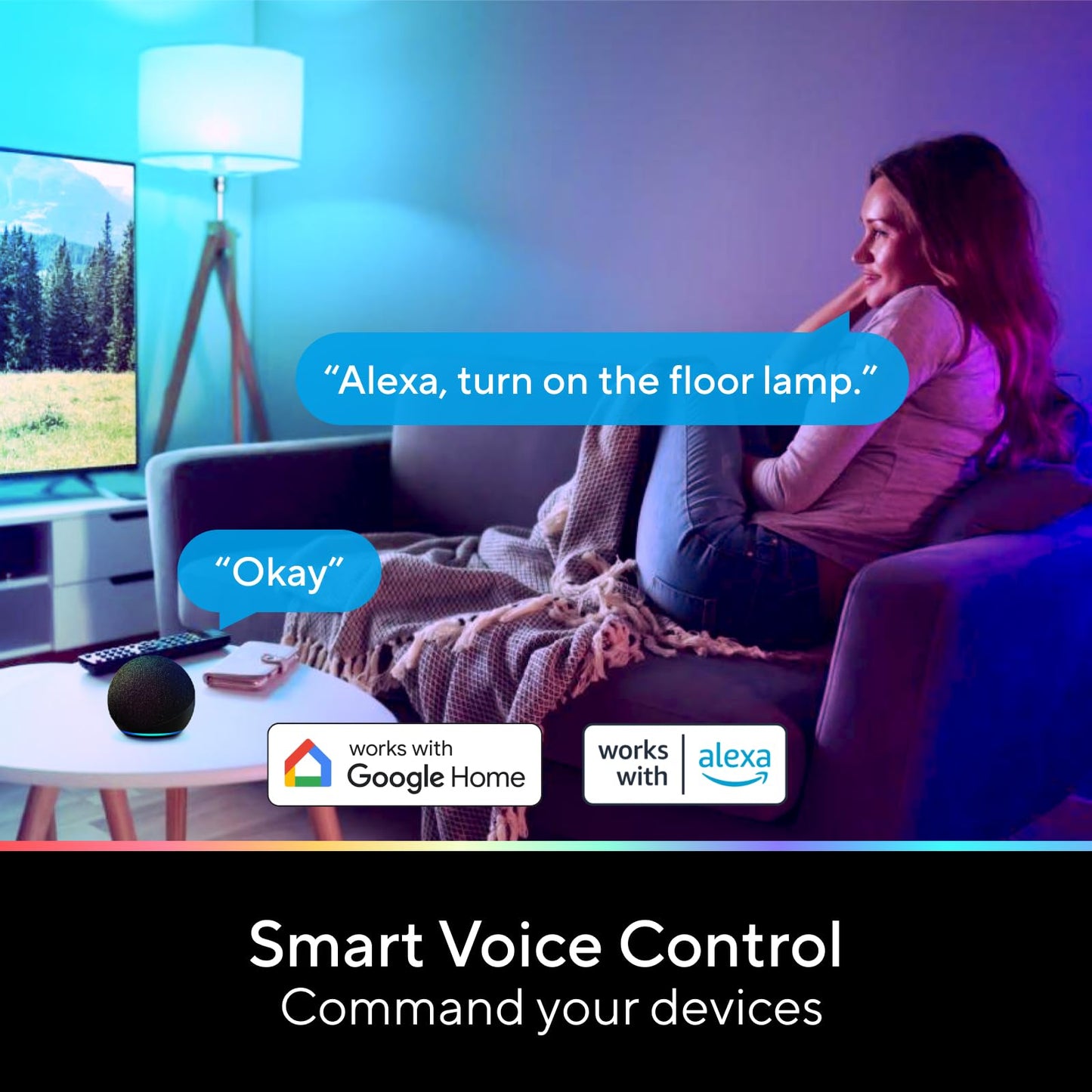 U-tec Smart RGB WiFi LED Light Bulbs with Alexa – A19 2 Pack