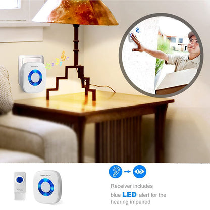 PHYSEN Wireless Doorbell Chime Kit with LED Flash – 2 Button 4 Receiver