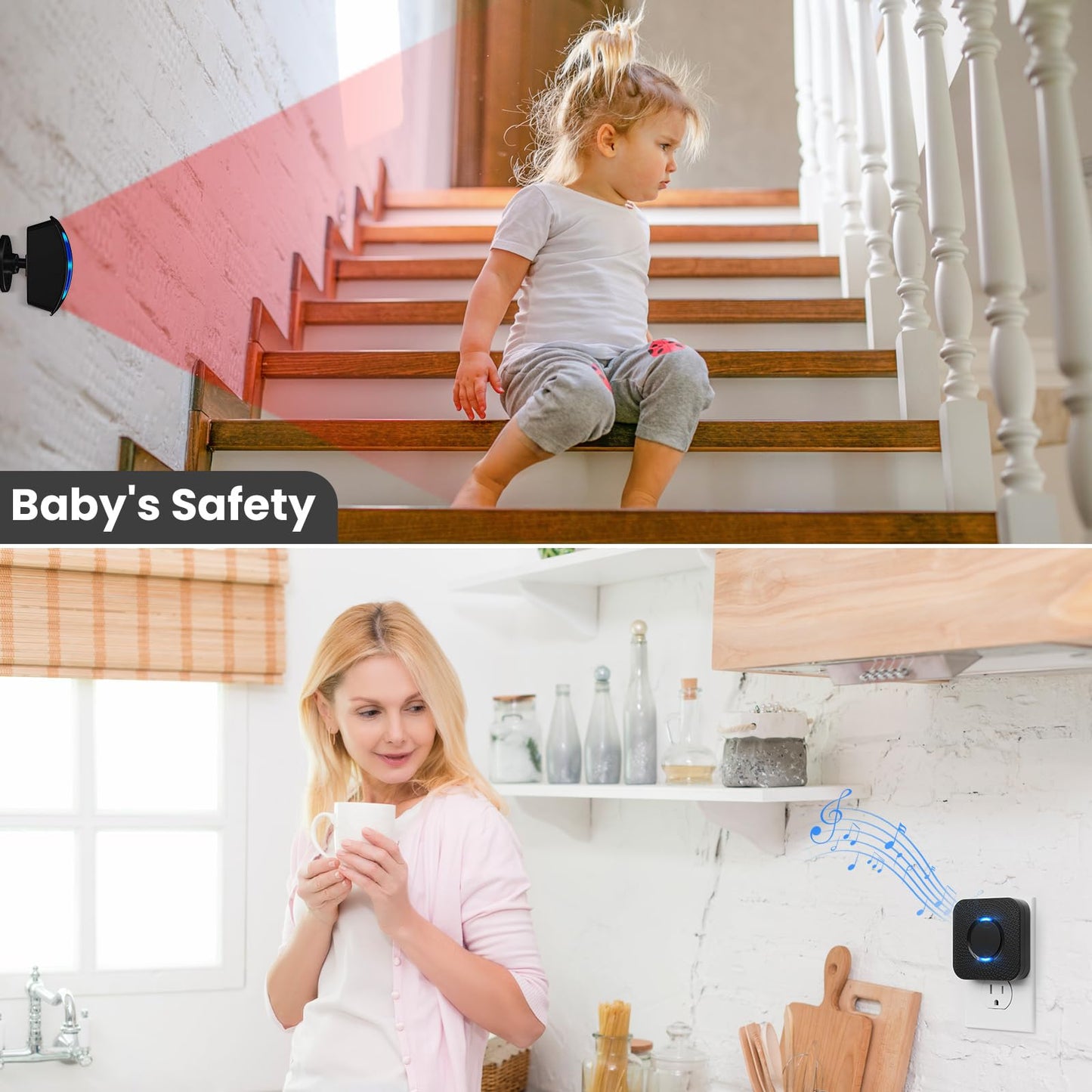 Wireless Motion Sensor Alarm System with LED Alert & Chime