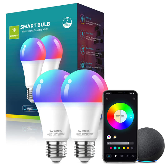 Meliya Smart RGB WiFi LED Light Bulb with Music Sync – A19