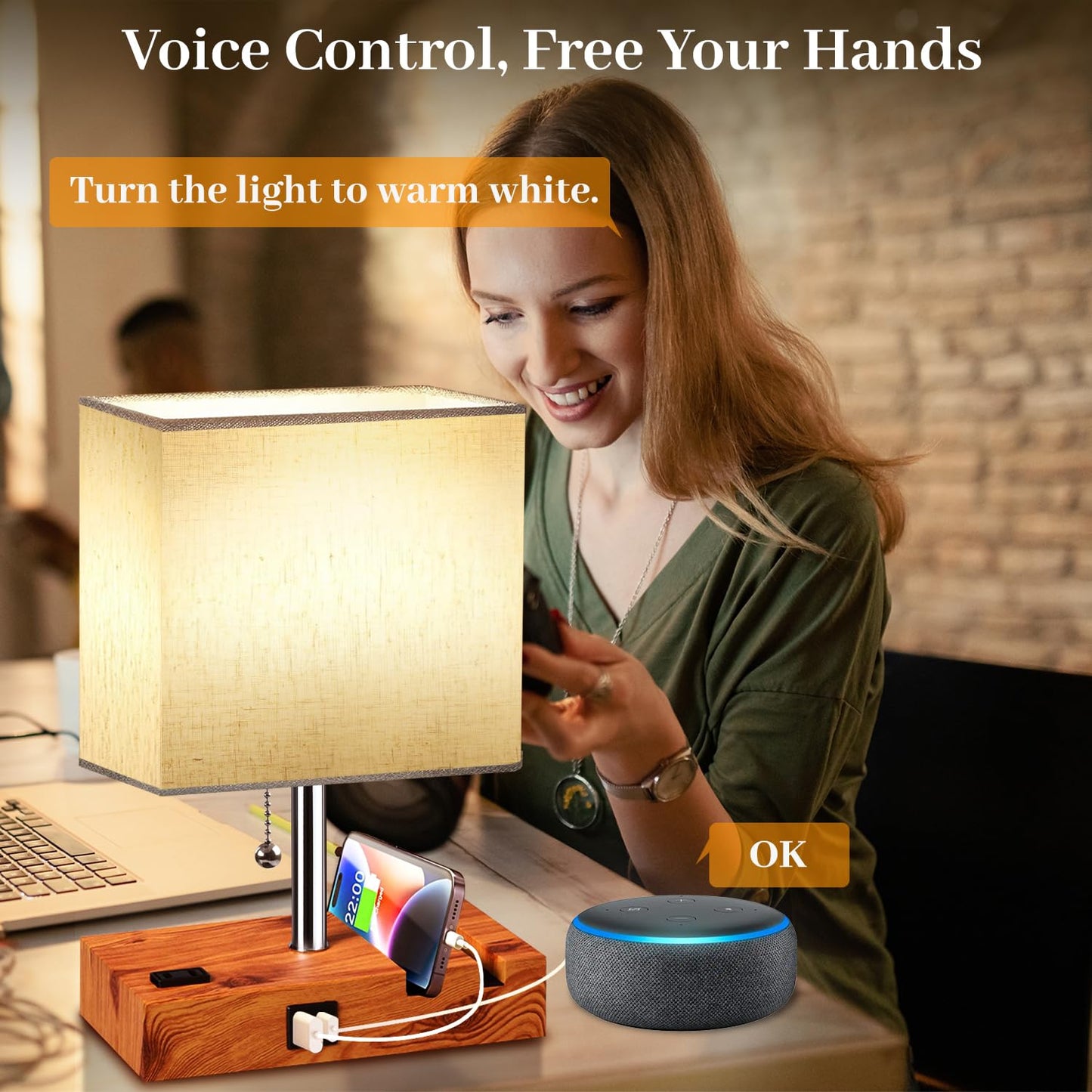 Smart RGB Table Lamp with App Control, Music Sync & Charging Ports