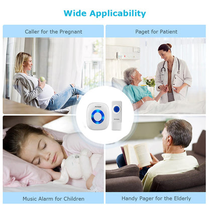 PHYSEN Wireless Doorbell Chime Kit with LED Flash – 2 Button 4 Receiver