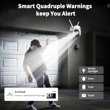 4MP Solar Wireless Outdoor Security Camera System with PTZ – 4 Pack