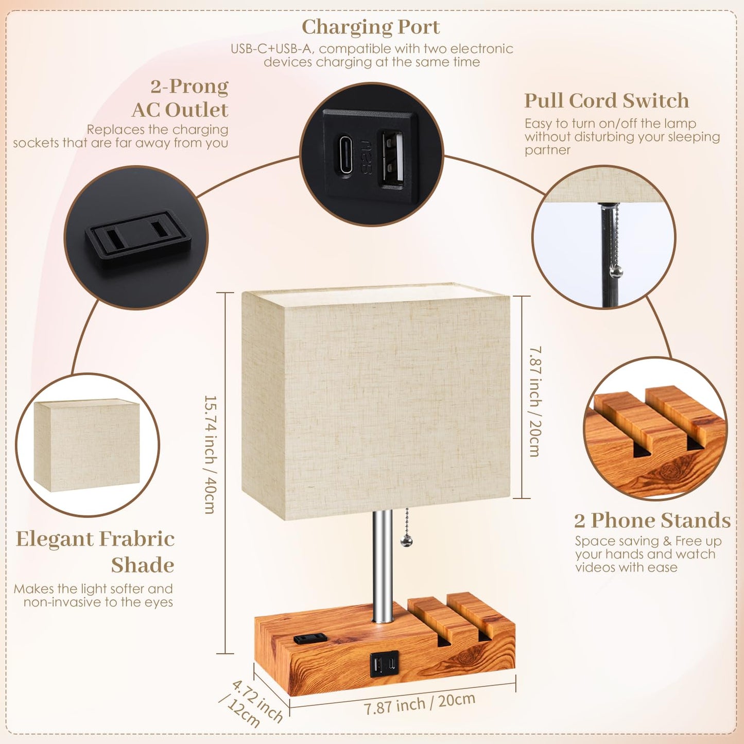 Smart RGB Table Lamp with App Control, Music Sync & Charging Ports