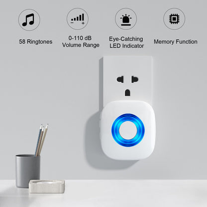 PHYSEN Wireless Doorbell Chime Kit with LED Flash – 2 Button 4 Receiver