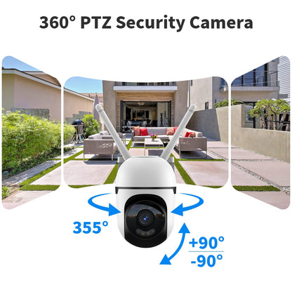 4MP Solar Wireless Outdoor Security Camera System with PTZ – 4 Pack