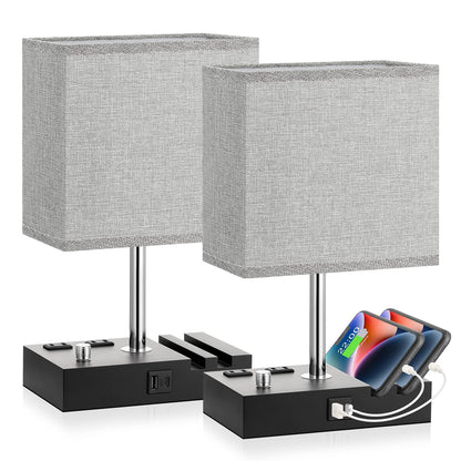 Kakanuo Fully Dimmable Bedside Lamp for Bedroom with USB C Ports