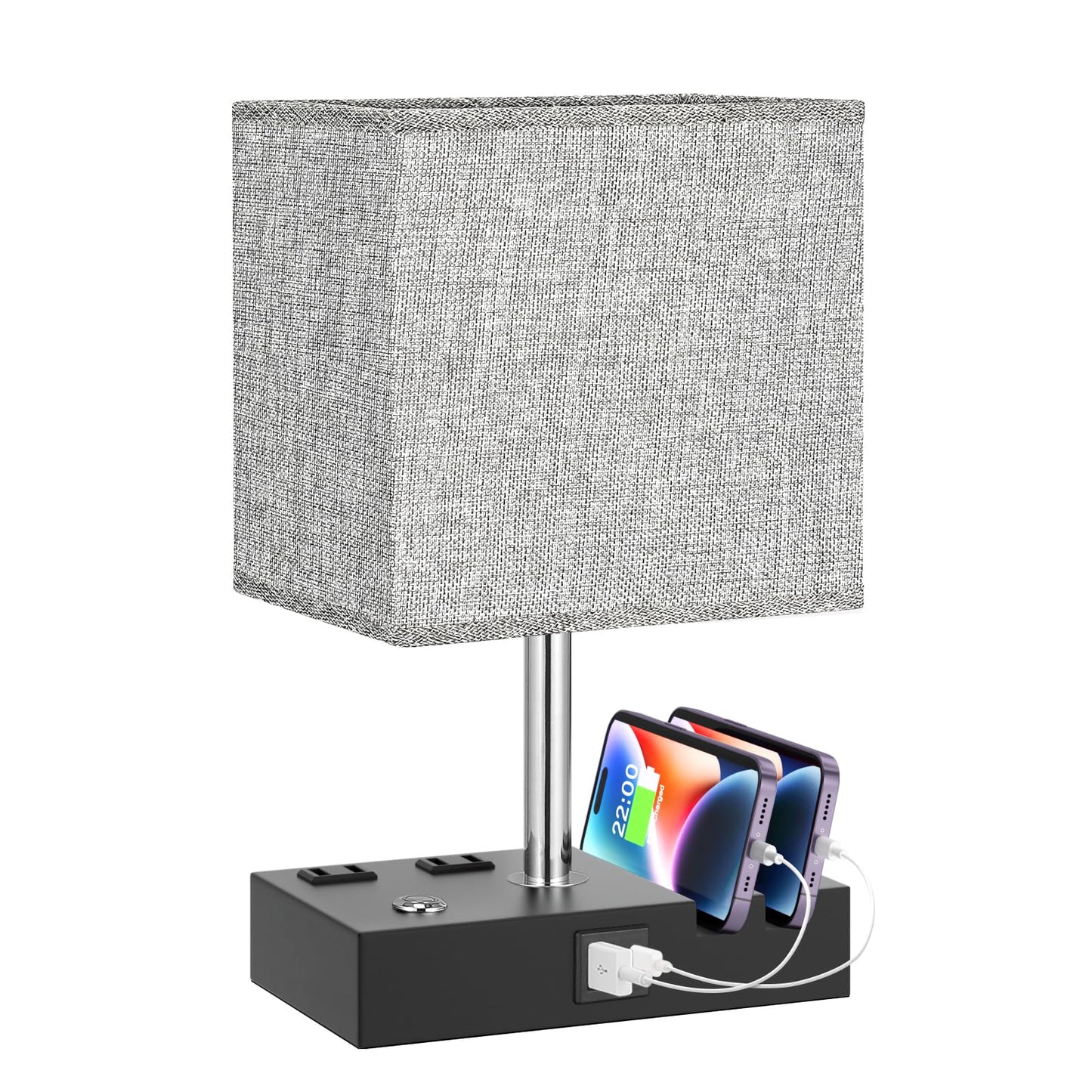 Kakanuo Fully Dimmable Bedside Lamp for Bedroom with USB C Ports