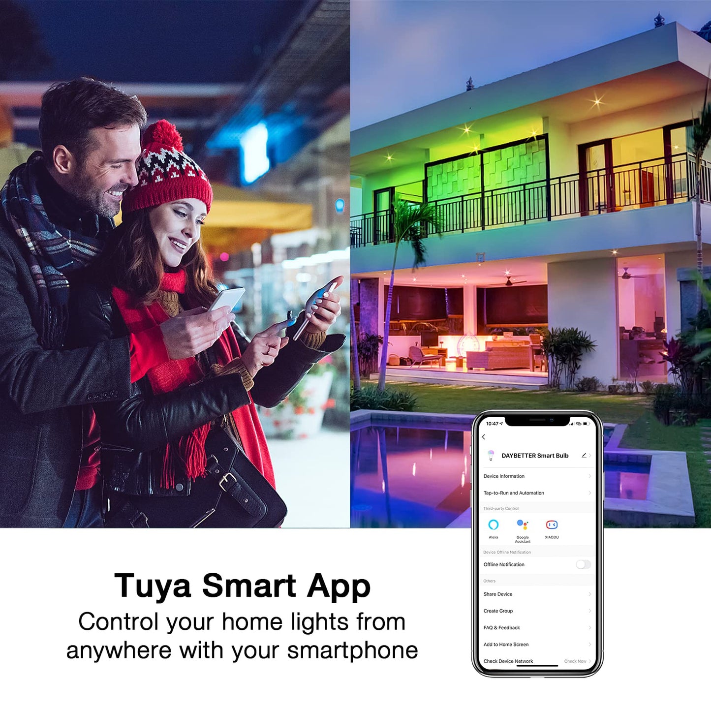 DAYBETTER Tuya Smart RGB WiFi LED Light Bulbs – A19 E26