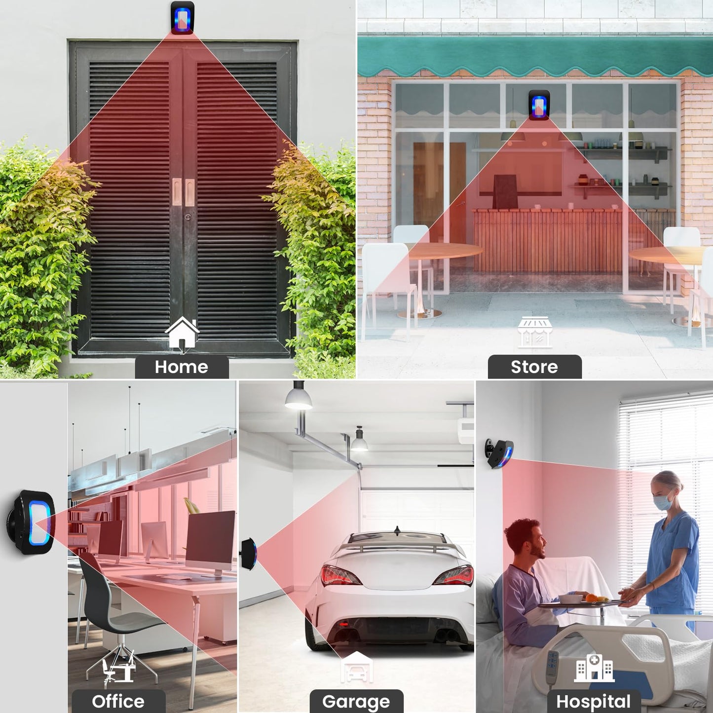 Wireless Motion Sensor Alarm System with LED Alert & Chime